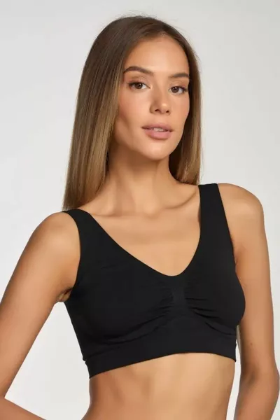 حمالة صدر مشد Panax ضد الترهل، لا تظهر العلامات، حمالة صدر بلا خياطة مع وسادة، اللون أسود