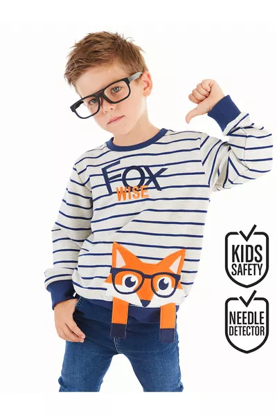 Jungen-Sweatshirt mit langen Ärmeln und Fuchs-Streifen