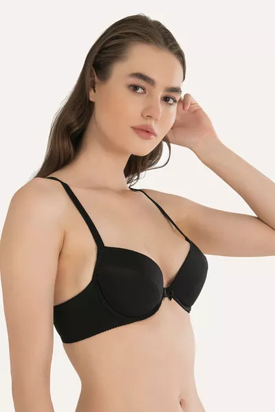 صدرية صغيرة سوداء بدعامة قابلة للإزالة