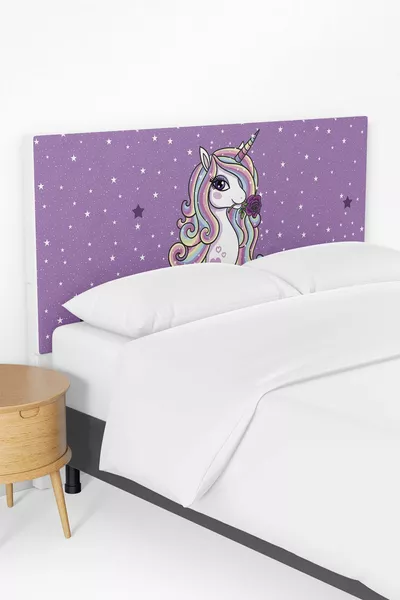 Purple Unicorn Pattern Bed Base Headboard Cover