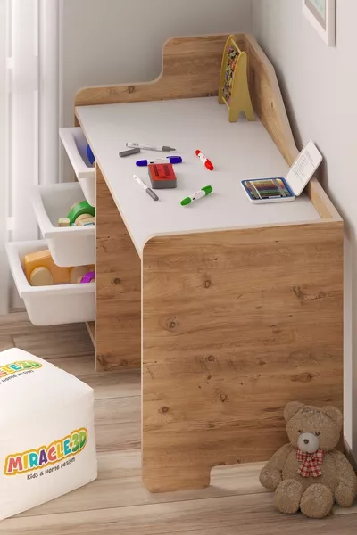 Bureau d'enfant Cm avec 3 paniers (CHAIR NON INCLUSE)