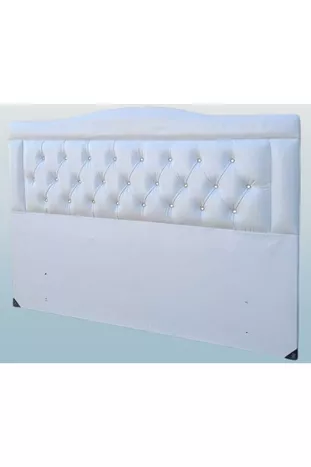 Titre Lit Double Modèle Cuir Synthétique Tissu Blanc Matelassé Rembourré Fait Main