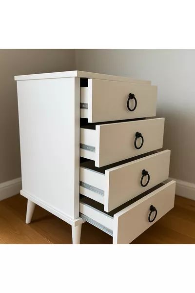 منضدة جانبية بيضاء/سوداء