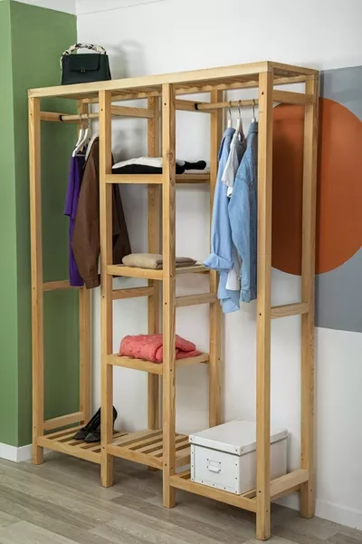 Naturholz Offener Kleiderschrank