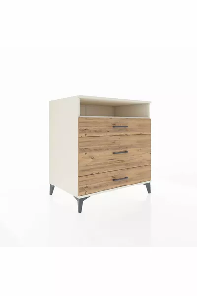 خزانة كرونوس بدرج واحد وثلاثة أدراج، لون حجر القمر والصنوبر