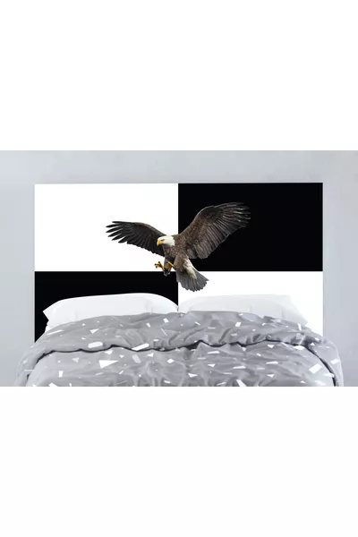 copri testata del letto con aquila bianca e nera