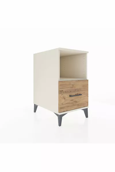 كرونوس كومودين ذو رف واحد ودرج واحد من حجر القمر والصنوبر