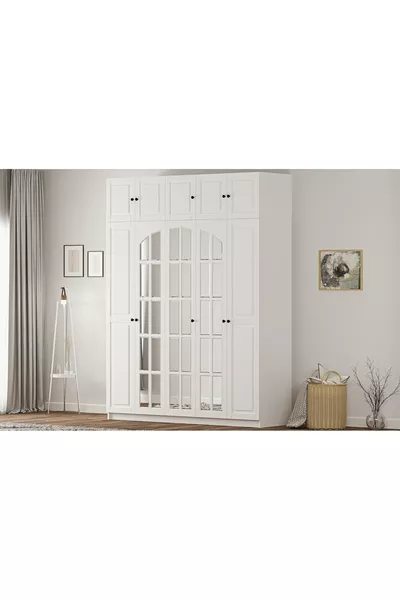 Beyza Country 5-Door Wardrobe with Storage