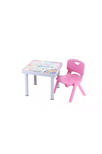 Plastic Mandella Rubi Turkish Pattern Children's Table 1 Piece Nova Medium Children's Chair Pink
