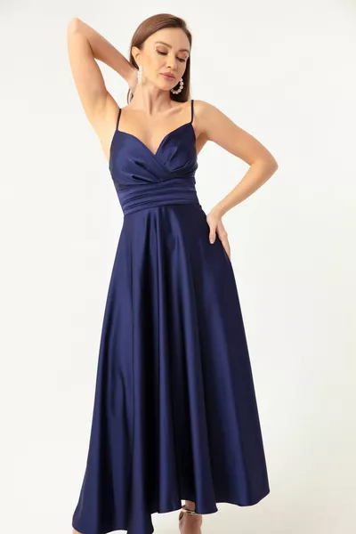 المرأة البحرية الزرقاء حبل حزام حزام الخصر الساتان ميدي مساء اللباس والتخرج اللباس