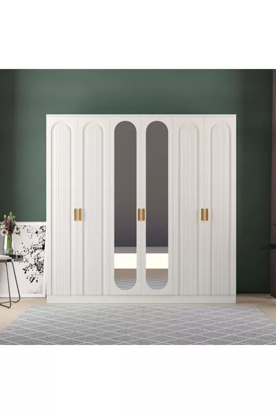 خزانة ميلا الاقتصادية بستة أبواب - أبواب من MDF