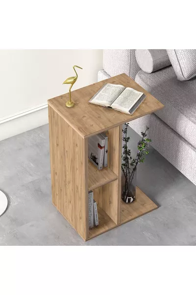طاولة جانبية مع رف وخزانة