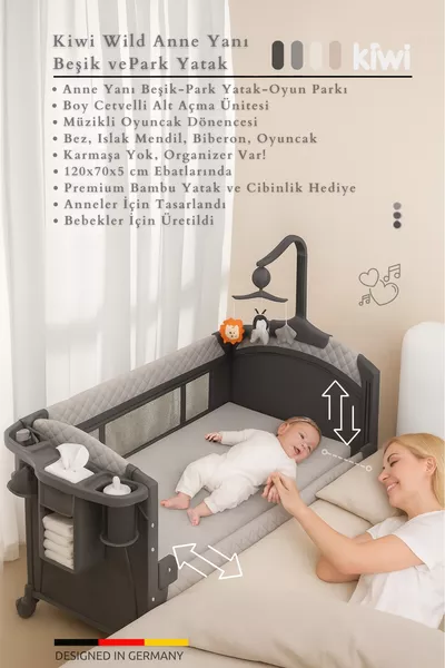 Wild Anne Side Park Bed Folding Crib, With Wheels, Side Opens