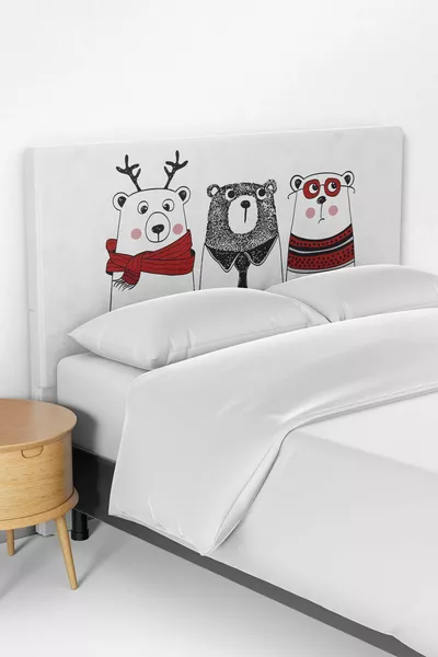 Калъф за легло с табла за детска стая с миловидни мечета