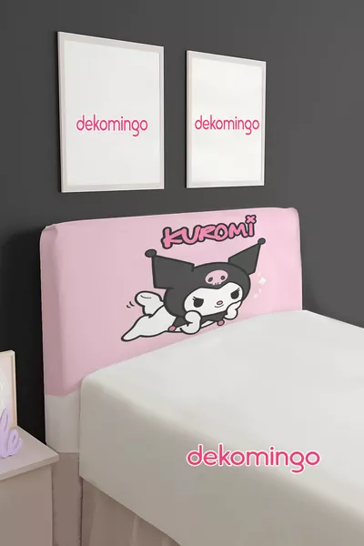 Kuromi Pink Patterned Bed Base Headboard Cover (Single)
