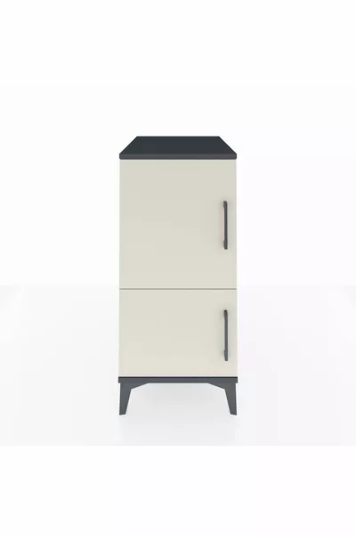 Нощно шкафче Kronos с 3 рафта и 2 врати, цвят антрацит-череша