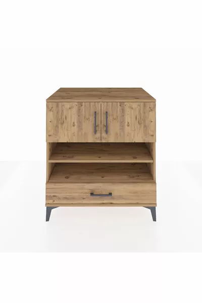 Kronos Şifonyer 4 Raflı Tek Çekmeceli 2 Kapaklı  Çam-Çam