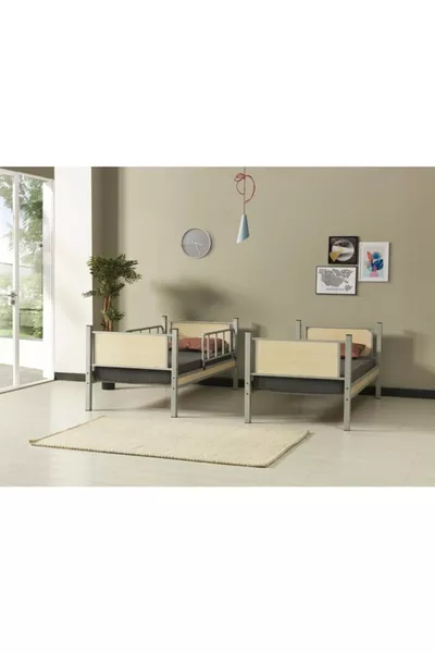 Yurt Genç Çocuk Odası Ahşap Başlıklı  Metal Ranza