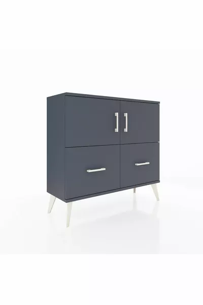 Arges Schrank mit 2 Regalen, 2 Schubladen und 2 Türen, Anthrazit-Anthrazit