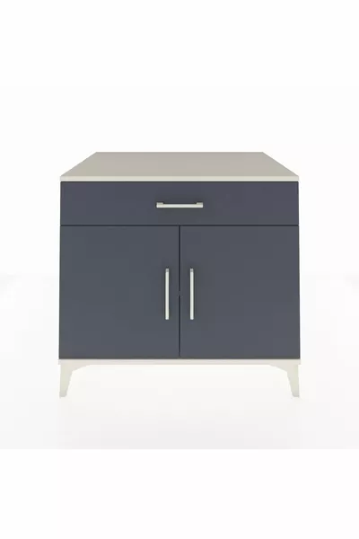 خزانة كرونوس مع رف واحد، ودُرج واحد، وبابين، لون حجر القمر - أنثراسيت