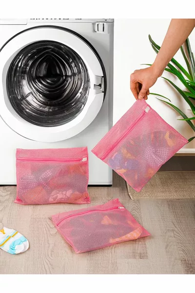İNKOHA 3 Adet Bebek Çocuk Çorap Yıkama Filesi Pembe