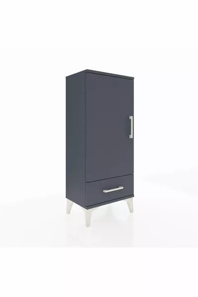 أرجيس كومودين بثلاثة رفوف، درج واحد وباب واحد، لون أنثراسيت