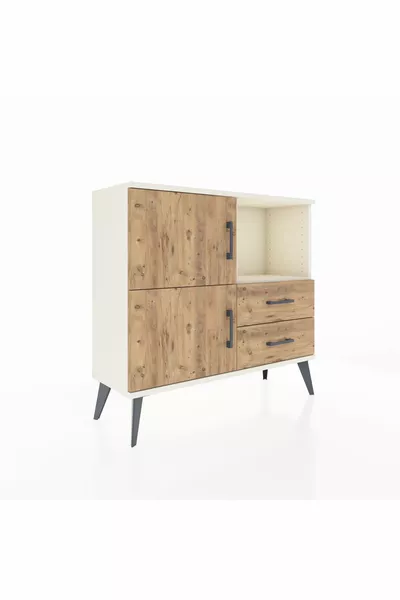 Arges Schrank mit 2 Regalen, 2 Schubladen und 2 Türen, Mondstein-Kiefer