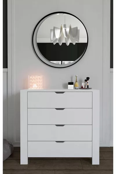 Duru Beyaz 4 Çekmeceli Şifonyer Yatak Odası Bebek Odası Beyaz  X  Cm