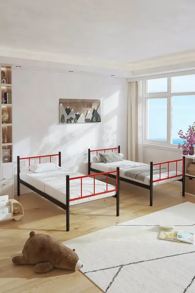 Tekno Бюрек Легло Съвместимо Червено Разделяемо Метално Легло