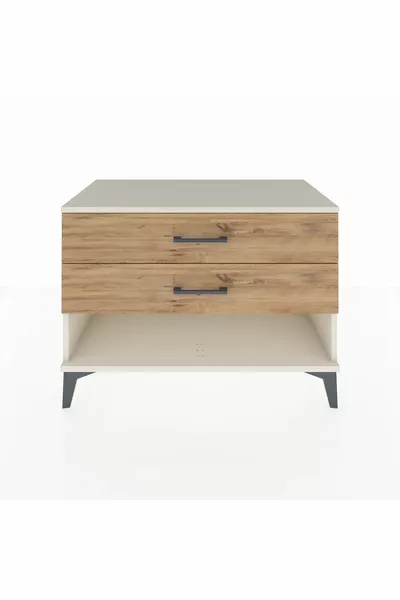 Commode Hyperion à 2 tiroirs Pierre de lune-Pin