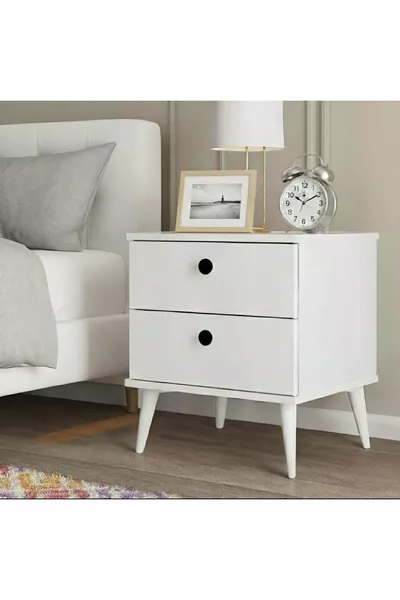 Бял блестящ готов за монтаж нощен шкаф