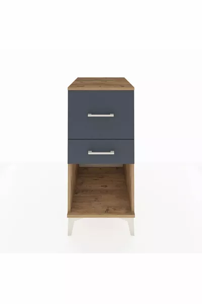 Kronos Nachtkastje met 2 laden, dennen-antraciet