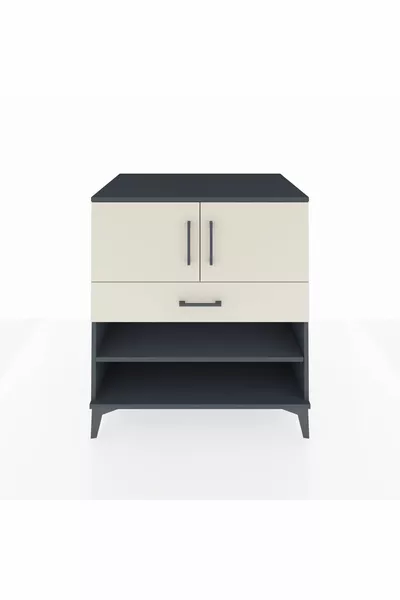 Kronos Dressoir met 3 Planken, 1 Lade en 2 Deuren Antraciet-Steengrijs