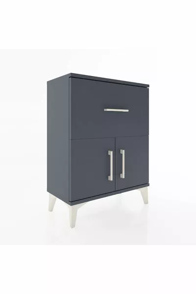 أرجيس كومودين بدرج واحد ورف واحد وغطاءان باللون الأنترسيت-أنترسيت