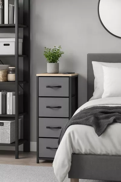 4 Çekmeceli Şifonyer Yatak Odası Düzenleyici Çocuk 0dası Organizer Deri Çekmeceli Oyuncak Dolabı