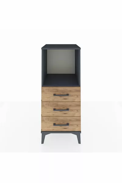 خزانة هايبريون بجرفة واحدة و3 أدراج - أنثراسيت-صنوبر