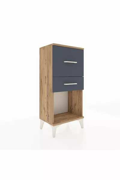 Comodino Arges 2 Cassetti Pino-Antracite