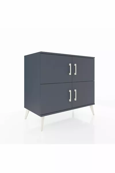 Hyperion Dressoir 2 Planken 4 Deuren Antraciet-Antraciet/Meranti
