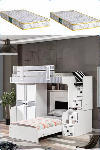 سرير بطابقين، سرير بطابقين مع خزانة وسرير، 2 مرتبة مريحة
