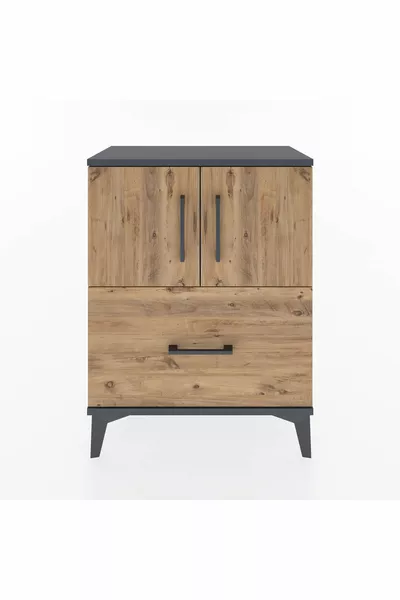 Arges Commode 2-Shelf Single Drawer 2-Door Anthracite-Pine