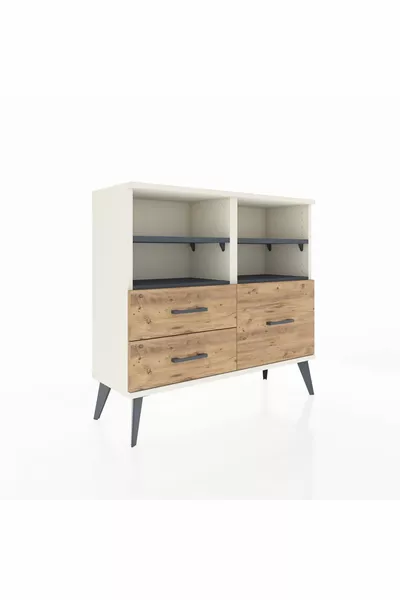 Arges Dressoir 4 Planken 3 Lades Natuursteen-Antraciet/Den