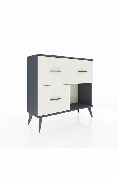 Commode Arges 3 tiroirs Anthracite-Anthracite/Pierre de lune