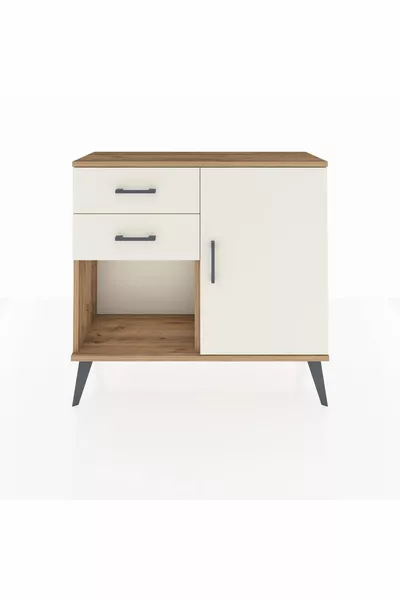 خزانة أرجس بدرجين ورف واحد وباب واحد من خشب الصنوبر والرخام