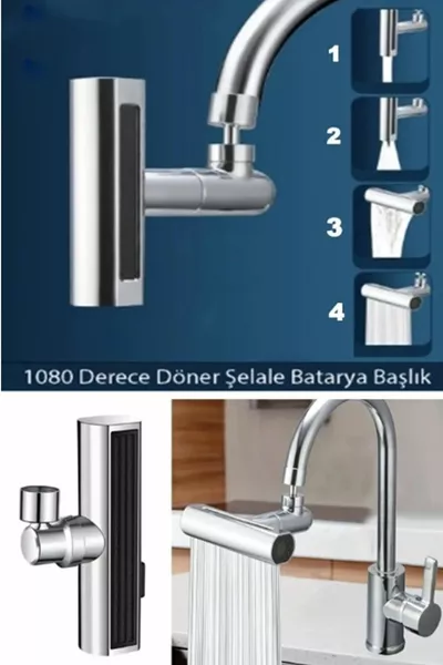 Хромированная экономичная насадка для крана с 4 режимами, регулируемый смеситель для кухни и раковины