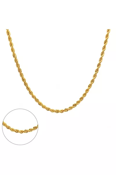 سلسلة فولاذية مطلية بالذهب بنموذج لولبي 2.5 مم 