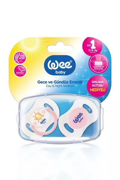Twin Night and Day Pacifiers No:1 Pink (With Storage Case) 0-6 Months