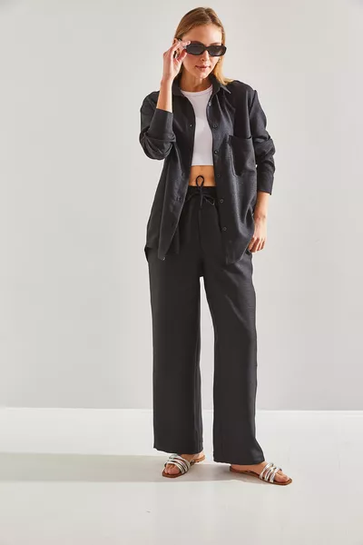 Women's Elastic Waist Pants and Top Set
