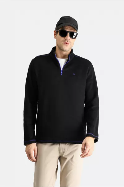 سويت شيرت من الصوف المطرز بسحّاب نصف