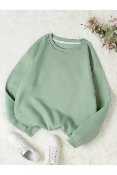 унисекс черен суитшърт с отворено зелено лого