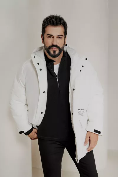 Heren Witte Hoodie Met Rechte Kraag, Standaard Pasvorm, Warm Blijvend, Winddichte Jas